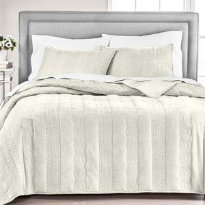 Martha Stewart Collection Cable Knit Velvet Quilt, Full/Queen